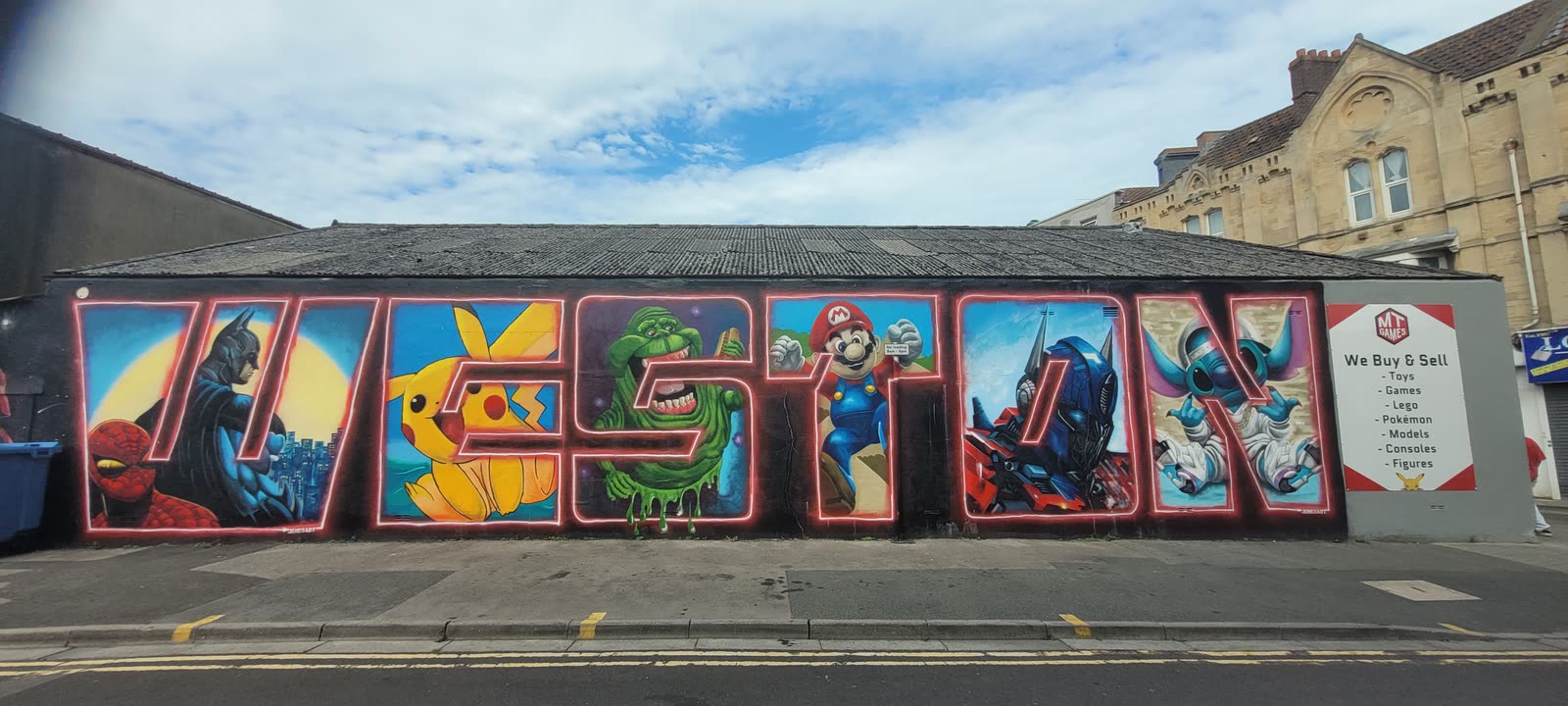 Painted lettering mural